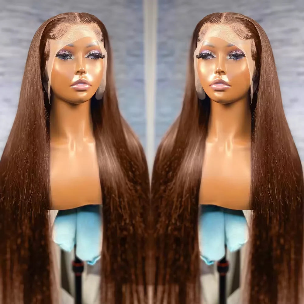 Bone Straight Human Hair Colored Brown Wigs Glueless HD Lace Frontal Wigs Brazilian Human Hair Lace Front Wigs for Black Women
