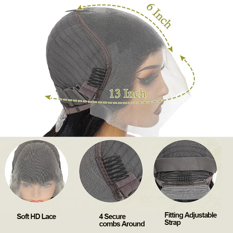  Vietnamese Human Hair Wigs Super Double Drawn Bone Straight Glueless Wigs Human Hair Wear and Go Lace Front Wig Raw Virgin Hai