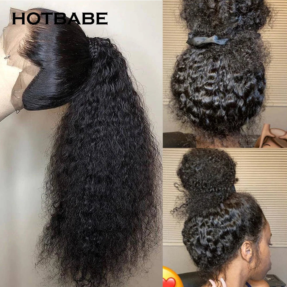 100% Human Hair Kinky Curly Glueless Wigs Human Hair For Women 13×4/13×6 HD Transparent Lace Frontal Wig 400 Density Wear And Go