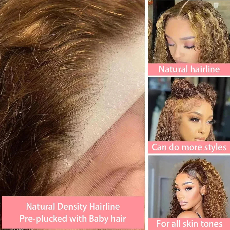 Curly Vietnamese Highlight Bob Wigs Deep Wave Short Bob Wig 4/27 Color 13x4 Lace Front Wig Bob 100% Human Hair Lace Frontal Wigs
